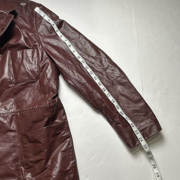 JB Leaders Corp Men's Leather Jacket Size 48 Maroon Lined Pockets Vintage - Picture 7 of 9